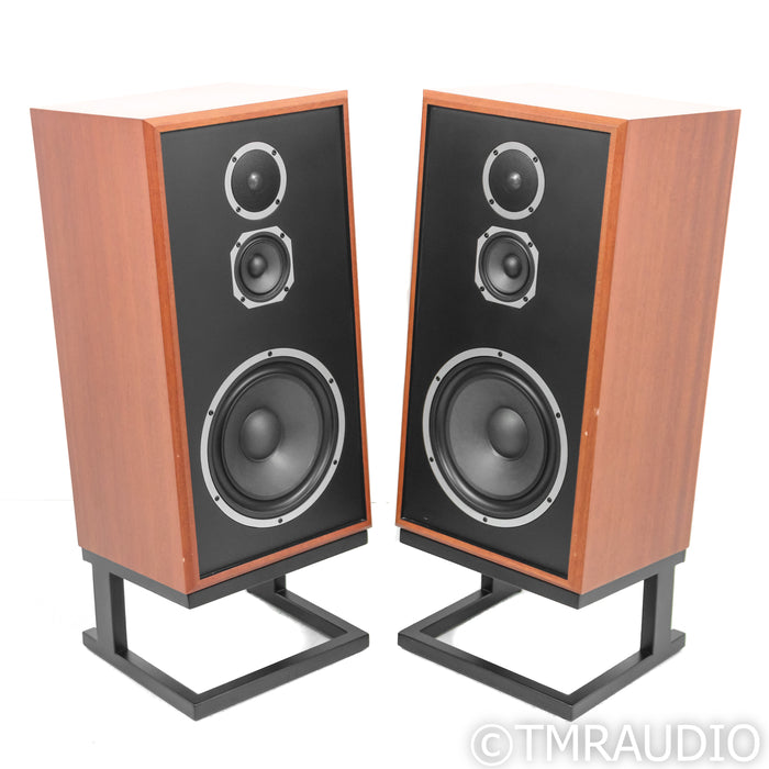 KLH Model Five Bookshelf Speakers; Mahogany Pair with Stands