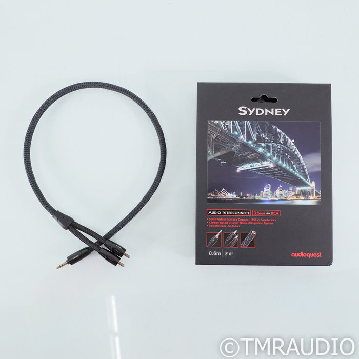 AudioQuest Sydney RCA Cable; 2ft Single 3.5mm to Stereo RCA Interconnect