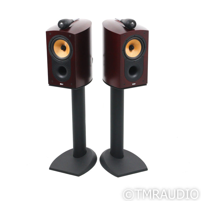 Bowers & Wilkins Nautilus 805 Bookshelf Speakers; Red Cherry Pair; w/ Stands