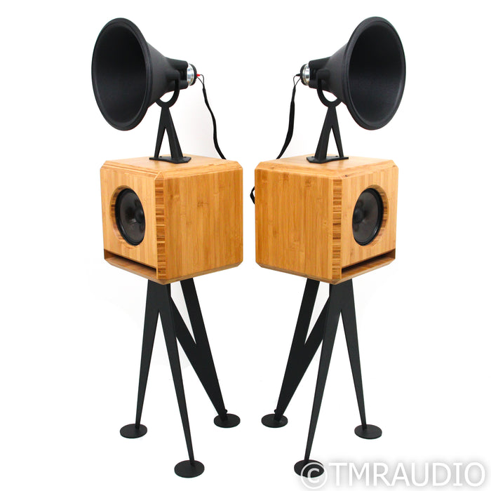 Oswalds Mill Audio Mini Loudspeakers; Bamboo Pair w/ Stands