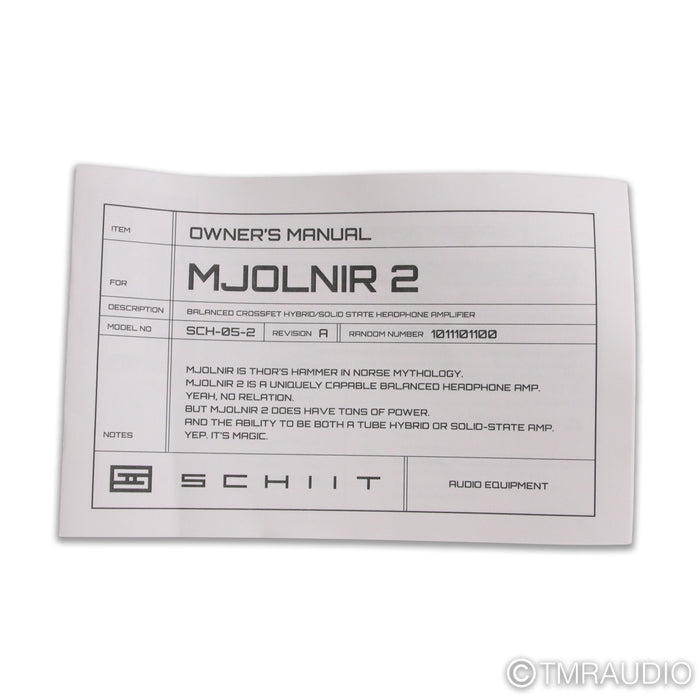 Schiit Audio Mjolnir 2 Tube Headphone Amplifier