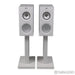 KEF R3 Meta Bookshelf Speakers; Gloss White Pair with Stands