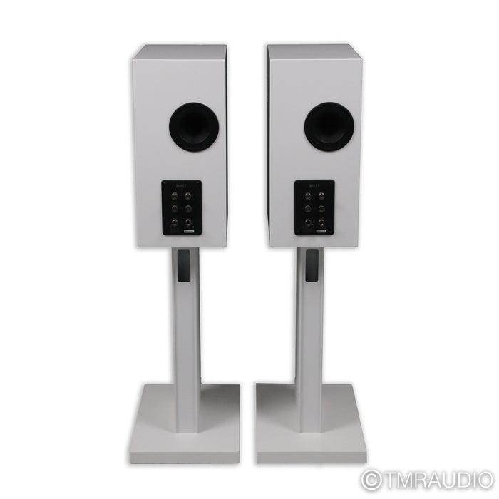 KEF R3 Meta Bookshelf Speakers; Gloss White Pair with Stands