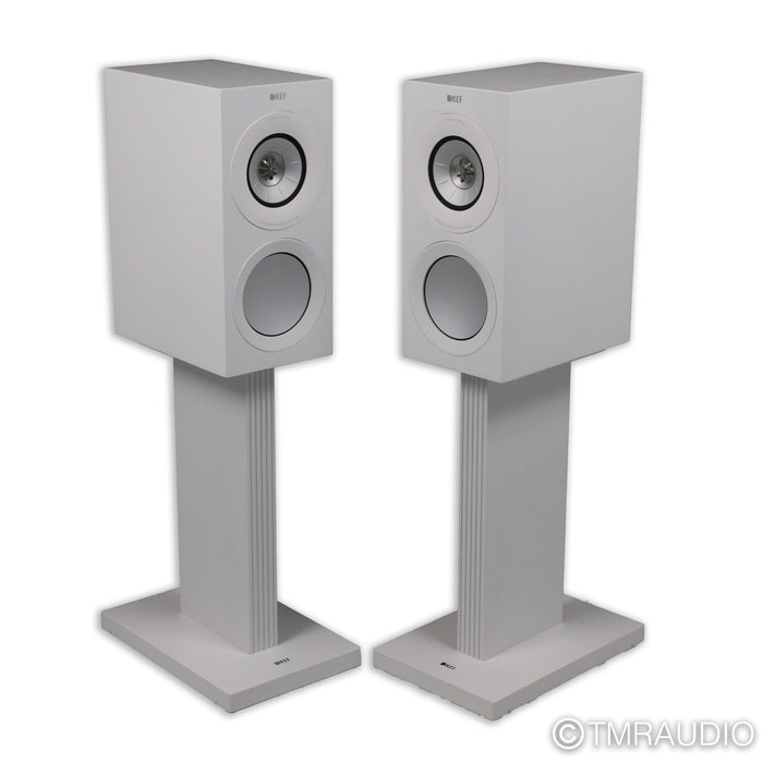 KEF R3 Meta Bookshelf Speakers; Gloss White Pair with Stands