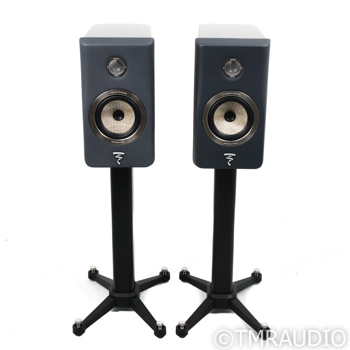 Focal Kanta No. 1 Bookshelf Speakers; Walnut Dark Grey Pair w/ Stands