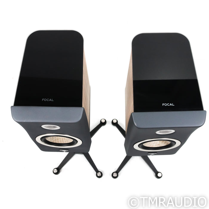 Focal Kanta No. 1 Bookshelf Speakers; Walnut Dark Grey Pair w/ Stands