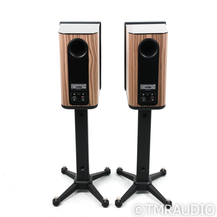Focal Kanta No. 1 Bookshelf Speakers; Walnut Dark Grey Pair w/ Stands