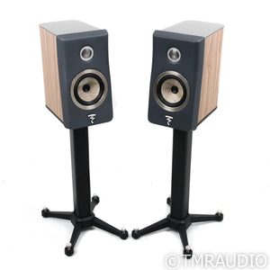 Focal Kanta No. 1 Bookshelf Speakers; Walnut Dark Grey Pair w/ Stands