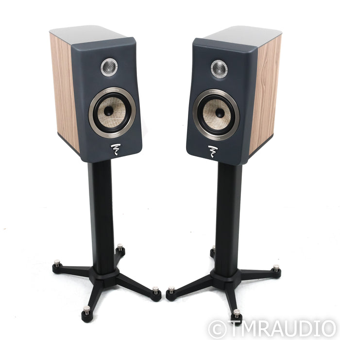 Focal Kanta No. 1 Bookshelf Speakers; Walnut Dark Grey Pair w/ Stands