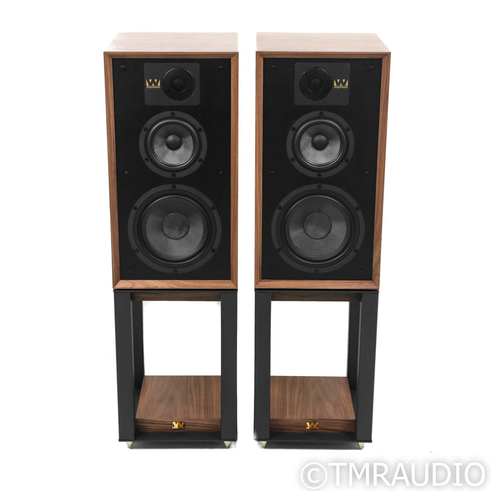 Wharfedale Linton 85th Anniversary Bookshelf Speakers; Walnut pair w/ Stands