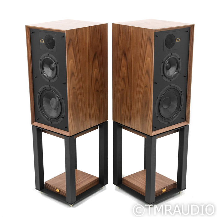 Wharfedale Linton 85th Anniversary Bookshelf Speakers; Walnut pair w/ Stands
