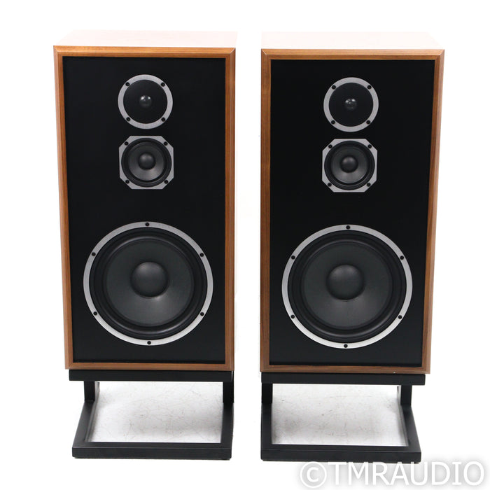 KLH Model Five Bookshelf Speakers; Walnut Pair with Stands