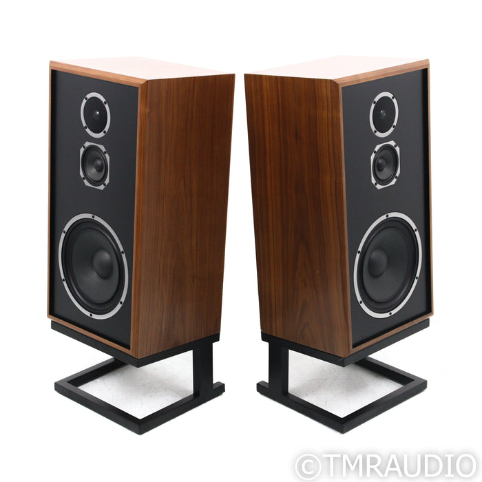 KLH Model Five Bookshelf Speakers; Walnut Pair with Stands
