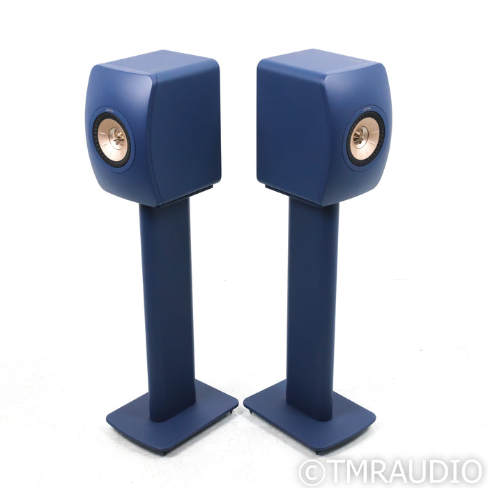 KEF LS50 Meta Bookshelf Speakers; Royal Blue Pair with Stands