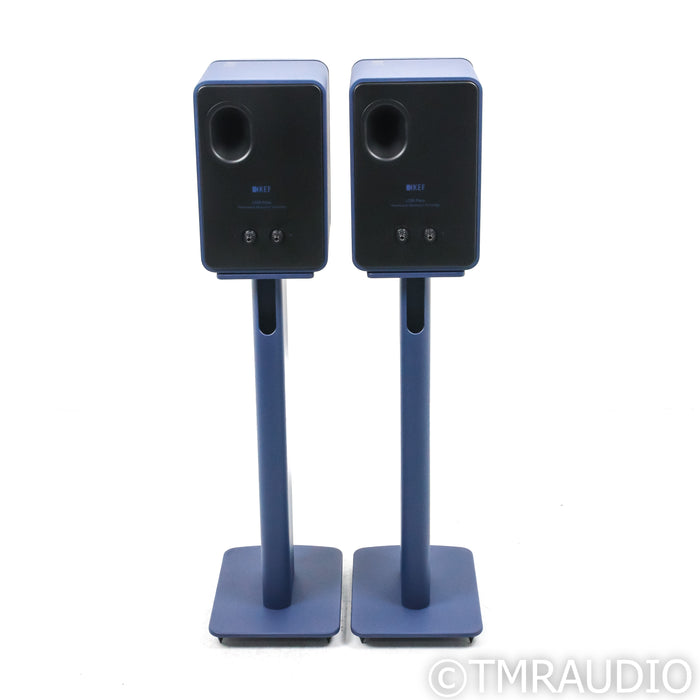 KEF LS50 Meta Bookshelf Speakers; Royal Blue Pair with Stands