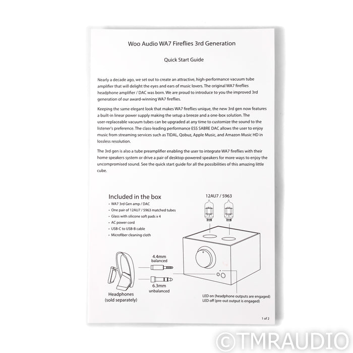 Woo Audio WA7 Fireflies Gen 3 Tube Headphone Amplifier