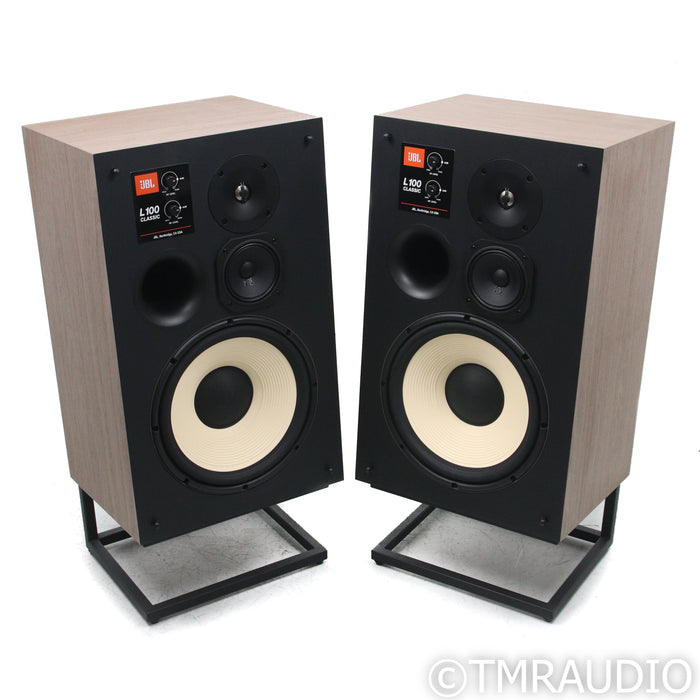 JBL James Lansing L100 Classic Bookshelf Speakers; Walnut Pair with Stands