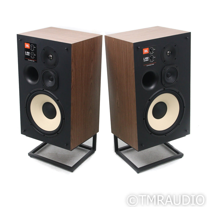 JBL James Lansing L100 Classic Bookshelf Speakers; Walnut Pair with Stands
