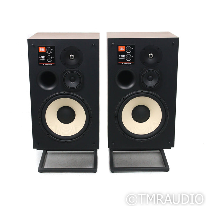 JBL James Lansing L100 Classic Bookshelf Speakers; Walnut Pair with Stands