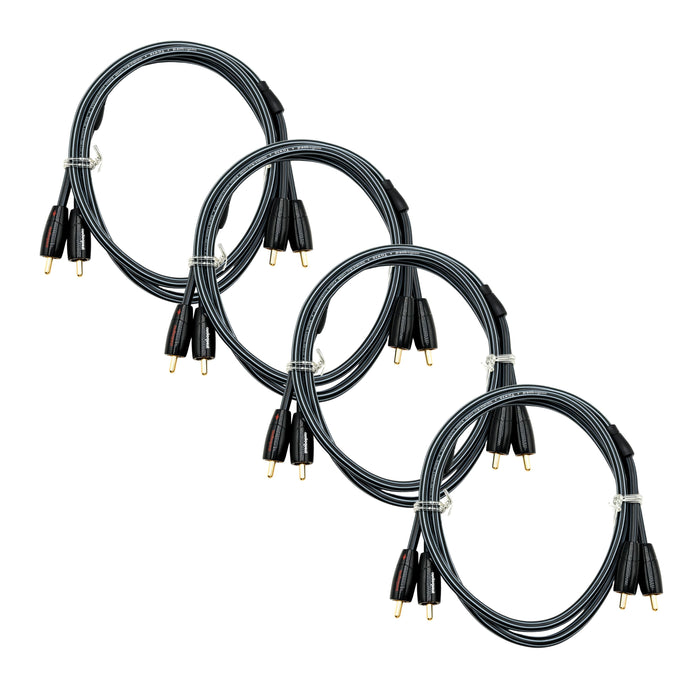 AudioQuest Tower RCA Cables; 1m Stereo Interconnect; Lot of 4