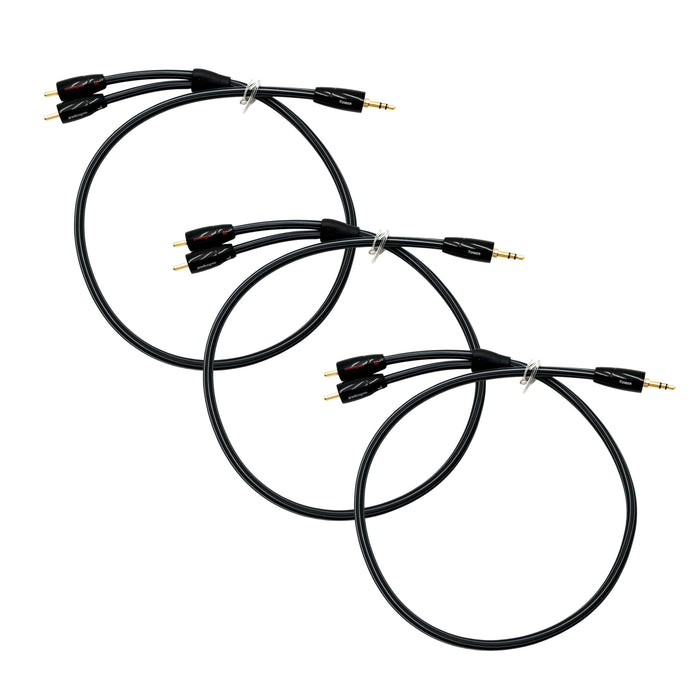 AudioQuest Tower RCA Cable; 0.6m Stereo 3.5mm to RCA Interconnect; Lot of 3