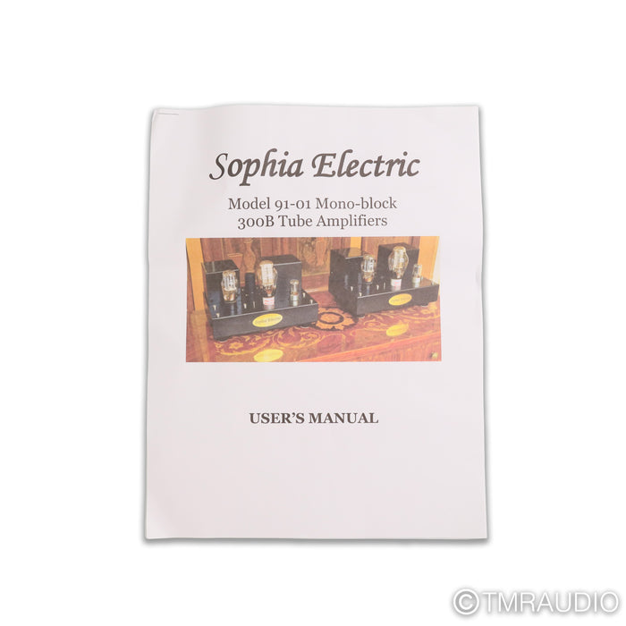 Sophia Electric 91-01 300B Tube Monoblock Power Amplifier; Pair