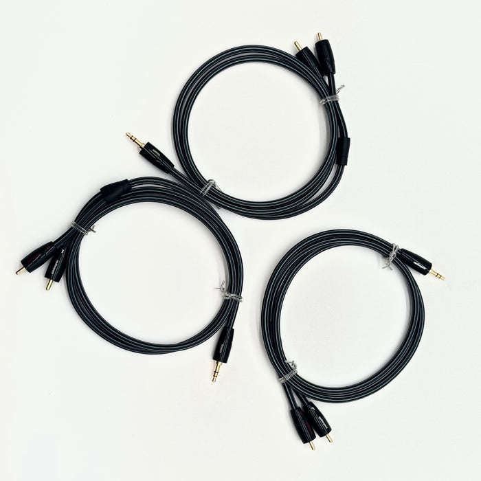 AudioQuest Tower RCA Cable; 1m Stereo 3.5mm to RCA Interconnect; Lot of 3