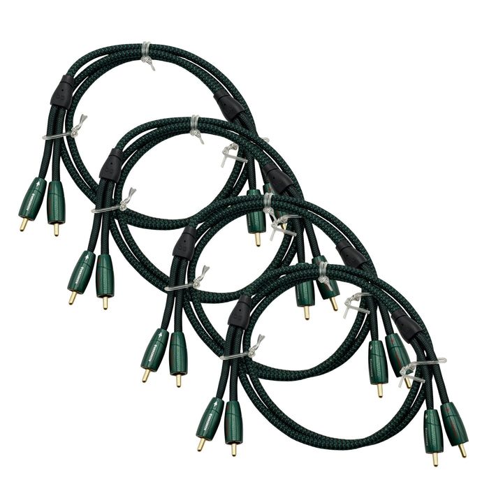 AudioQuest Evergreen RCA Cable; 1m Stereo Interconnect; Lot of 4 (Unused)