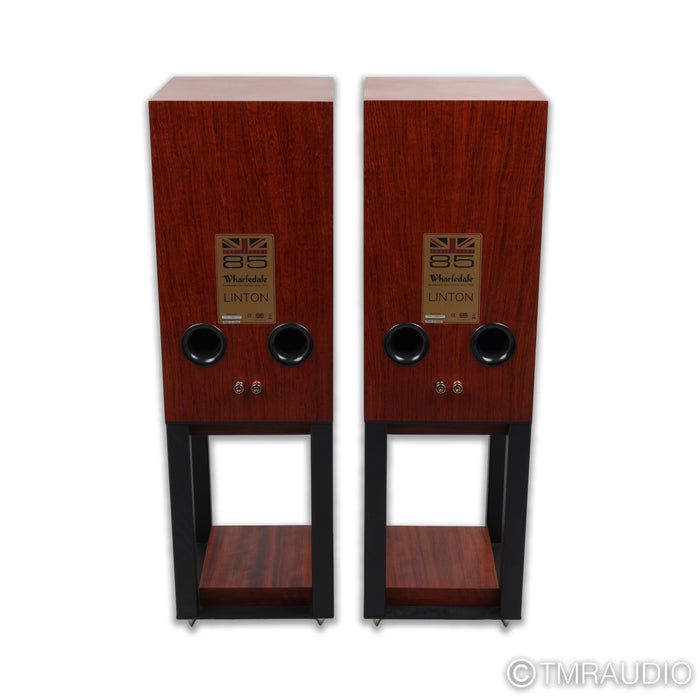 Wharfedale Linton 85th Anniversary Bookshelf Speakers; Mahogany Pair w/ Stands
