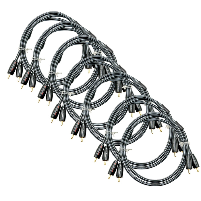 AudioQuest Tower RCA Cable; 1m Stereo Interconnect; Lot of 7