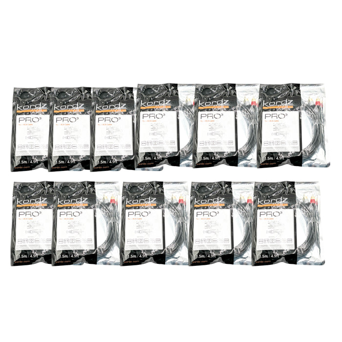 Kordz Pro 3 RCA Cable; 1.5m Stereo Interconnect; Lot of 10