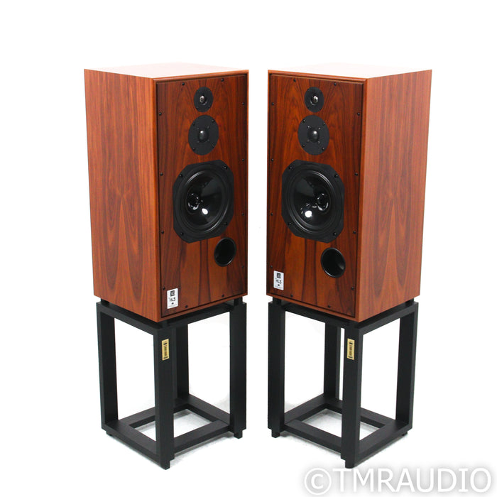 Harbeth Super HL5+ XD Bookshelf Speakers; Rosewood Pair with Ton Trager Stands
