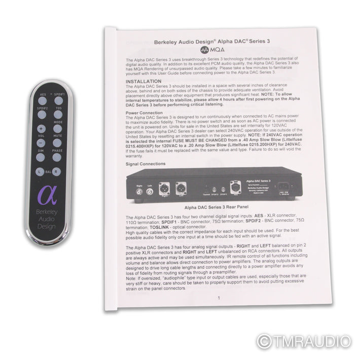 Berkeley Audio Design Alpha DAC Series 3; D/A Converter