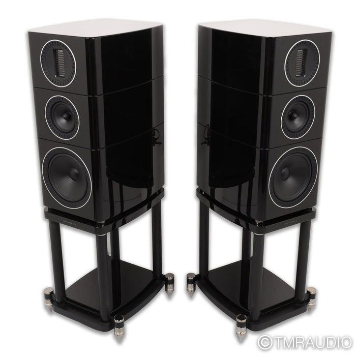 Wharfedale Elysian 2 Bookshelf Speakers; Black Piano Pair with Stands