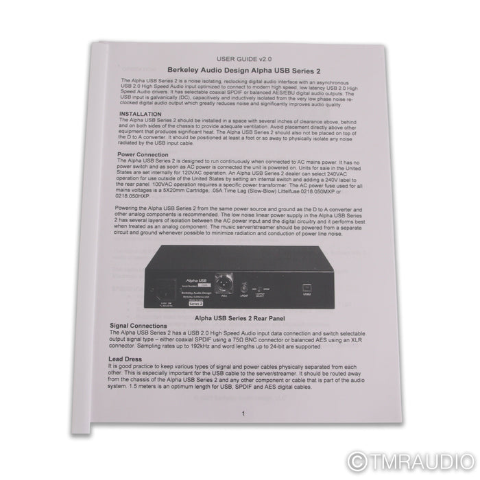 Berkeley Audio Design Alpha USB Series 2; D/D Converter