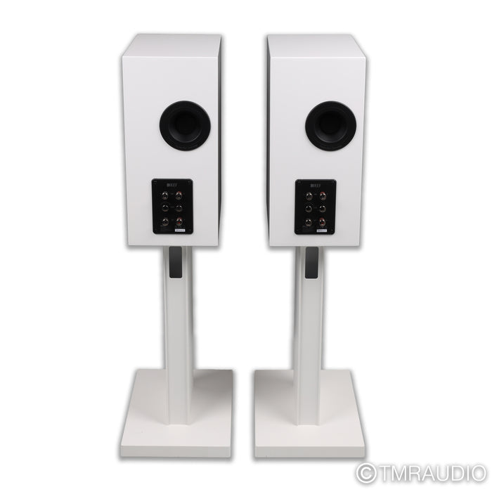 KEF R3 Meta Bookshelf Speakers; White Gloss Pair with Stands