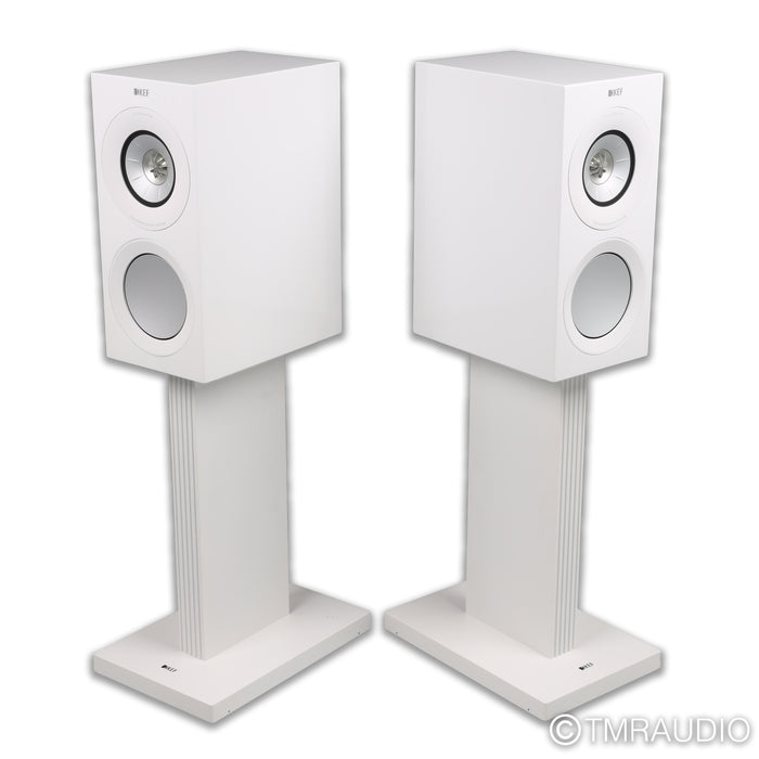 KEF R3 Meta Bookshelf Speakers; White Gloss Pair with Stands