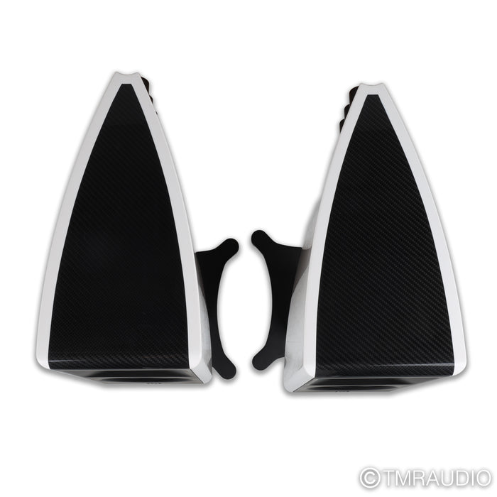 Borresen  X1 Bookshelf Speakers; White Pair w/ Stands