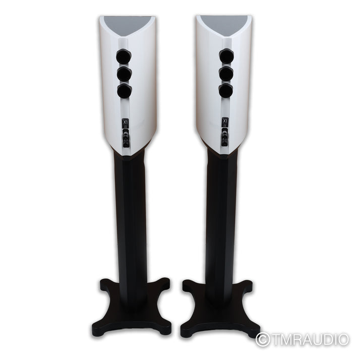 Borresen  X1 Bookshelf Speakers; White Pair w/ Stands