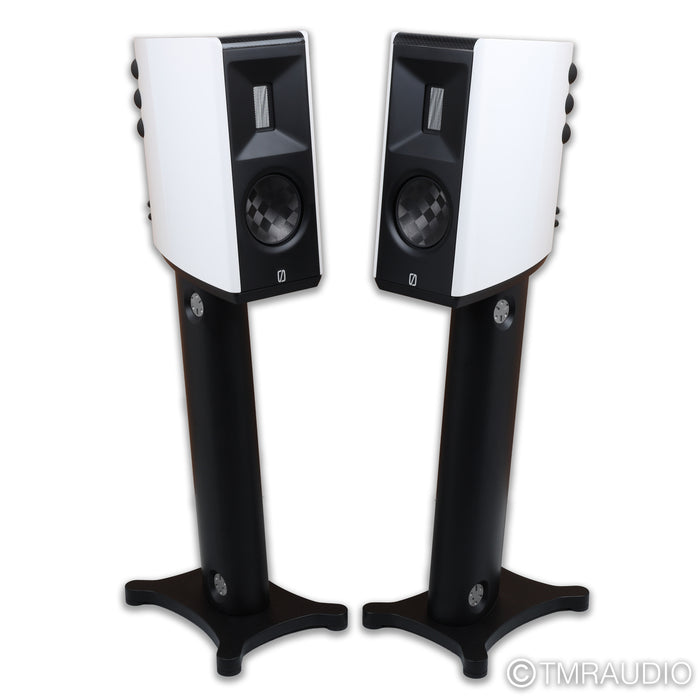 Borresen  X1 Bookshelf Speakers; White Pair w/ Stands
