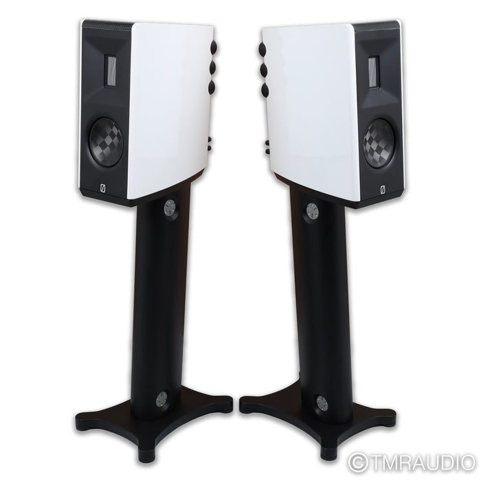 Borresen  X1 Bookshelf Speakers; White Pair w/ Stands