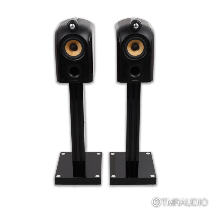 Bowers & Wilkins PM1 Bookshelf Speakers; Mocha Gloss Pair w/ Stands