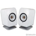 KEF LSX II Wireless Active Bookshelf Speakers; White Pair with Stands