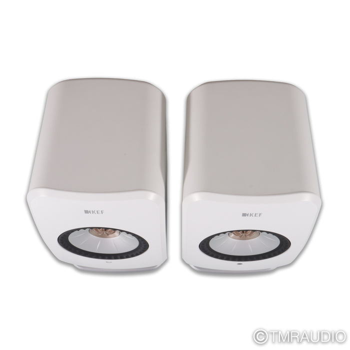 KEF LSX II Wireless Active Bookshelf Speakers; White Pair with Stands