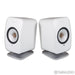 KEF LSX II Wireless Active Bookshelf Speakers; White Pair with Stands