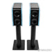 Kii Three Active Bookshelf Speakers; Azure Blue Pair with Stands