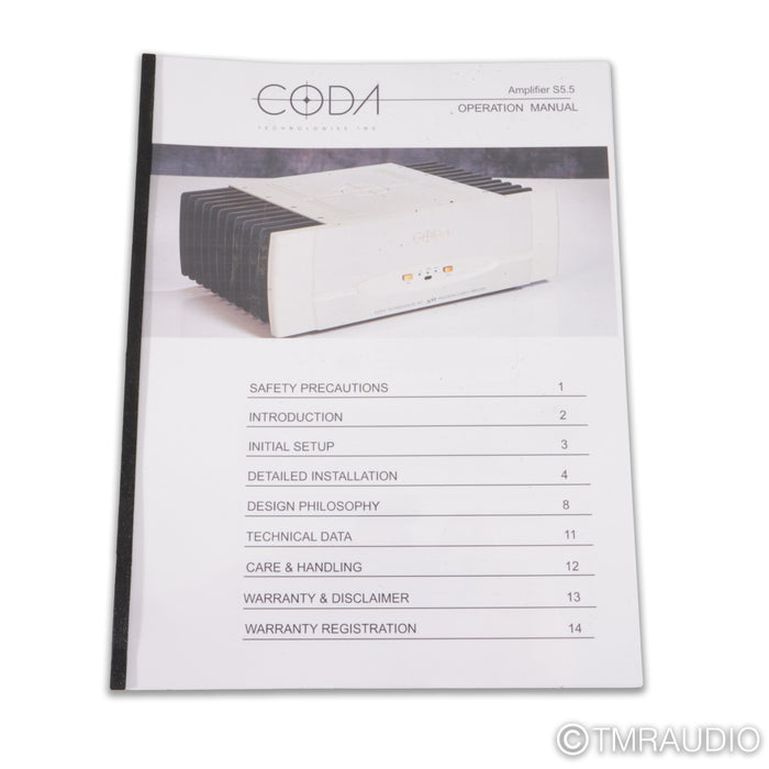 Coda S5.5 Stereo Power Amplifier