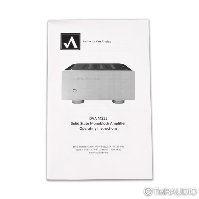 Van Alstine DVA M225 Monoblock Power Amplifiers; Pair
