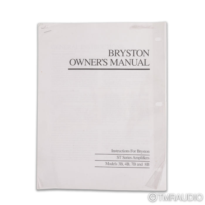 Bryston 7B ST Monoblock Power Amplifiers; Pair