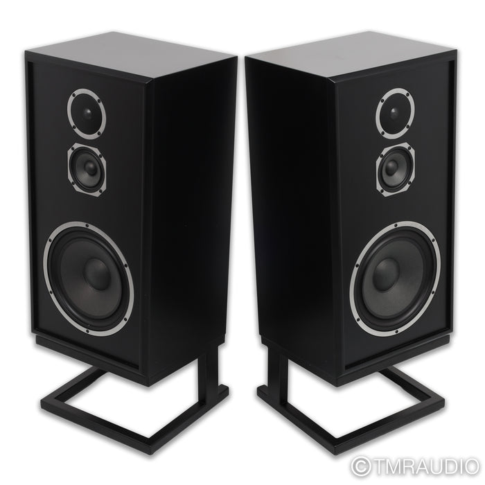KLH Model Five Bookshelf Speakers; Black Pair with Stands